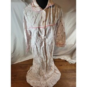 Vtge NWT Cotton Club 100% Cotton Size Large Pink Floral Cottagecore Nightgown